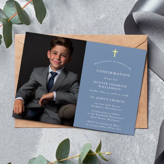 Stijlvolle moderne minimale foto blauw Bevestiging Kaart