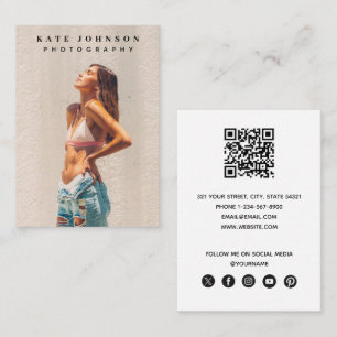 Stijlvolle moderne minimale foto QR-code sociale m Visitekaartje