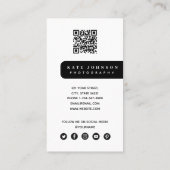 Stijlvolle moderne minimale foto QR-code sociale m Visitekaartje (Achterkant)