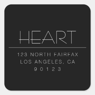 Stijlvolle moderne minimale naam & adres   Zwart Vierkante Sticker