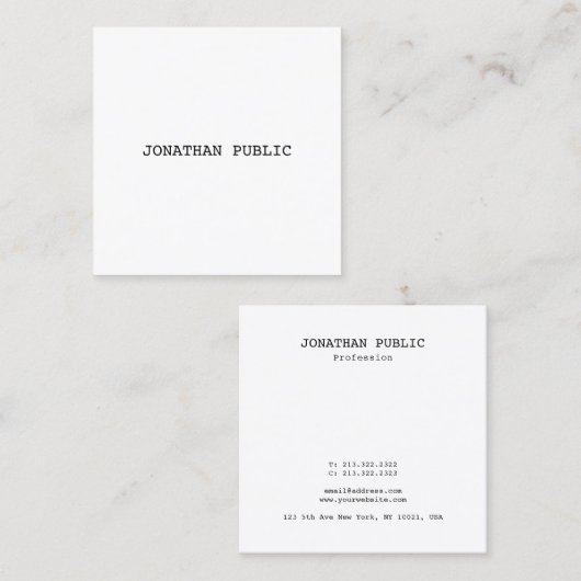 Stijlvolle moderne minimalistische design Sjabloon Vierkante Visitekaartje (Voorkant / Achterkant)