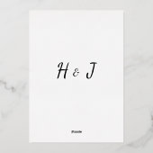 Stijlvolle moderne minimalistische elegante bruilo folie uitnodiging (Achterkant)