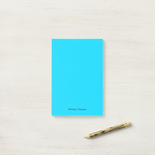 Stijlvolle moderne minimalistische neon blauw post-it® notes (Op bureau)