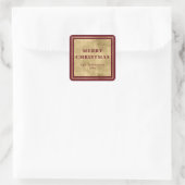 Stijlvolle moderne minimalistische rode en gouden  vierkante sticker (Tas)