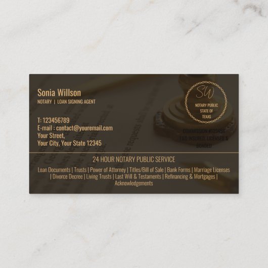 Stijlvolle Moderne Mobiele Notaris & Lening Signin Visitekaartje (Achterkant)