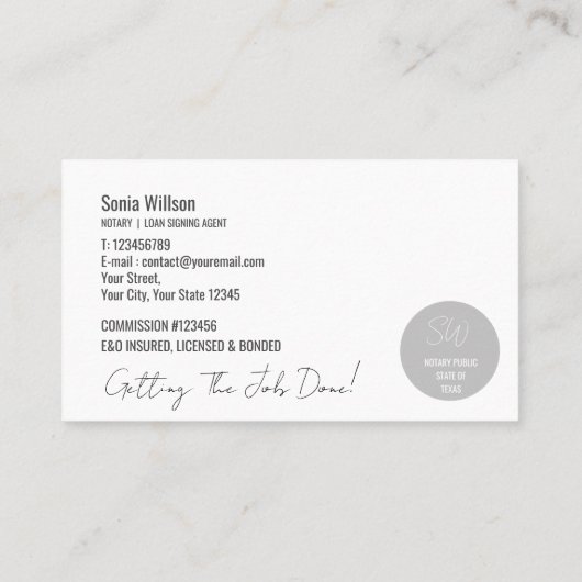 Stijlvolle Moderne Mobiele Notaris & Lening Signin Visitekaartje (Achterkant)