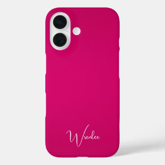 Stijlvolle moderne monogram helder roze iPhone 16 hoesje
