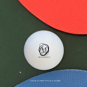 Stijlvolle moderne monogram naam pingpongbal