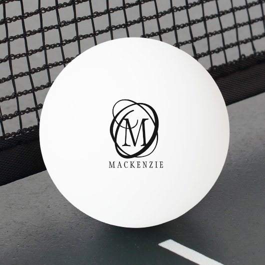 Stijlvolle moderne monogram naam pingpongbal