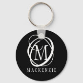 Stijlvolle moderne monogram naam sleutelhanger (Voorkant)