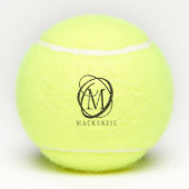 Stijlvolle moderne monogram naam tennisballen (Achterkant)
