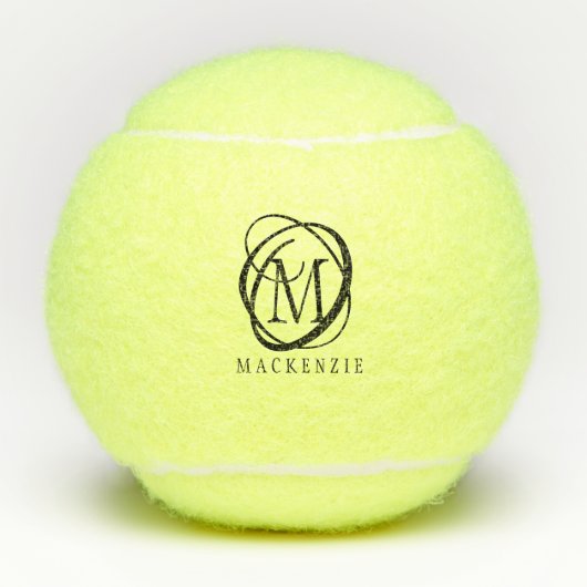 Stijlvolle moderne monogram naam tennisballen (Voorkant)