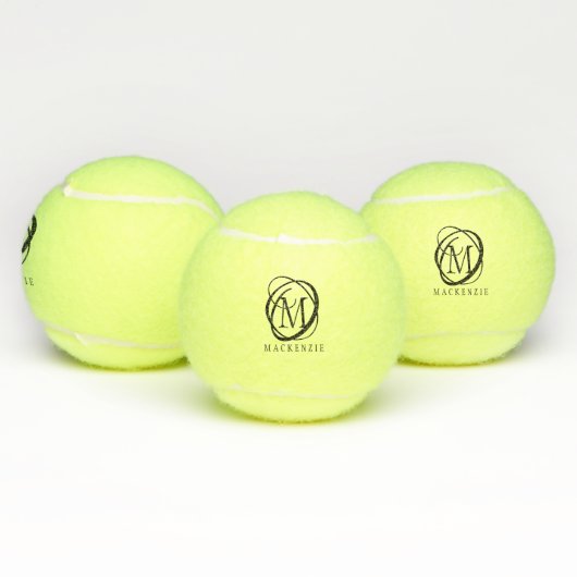 Stijlvolle moderne monogram naam tennisballen (Multi)