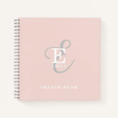 Stijlvolle Moderne Monogram Typografie Blush Pink Notitieboek (Voorkant)