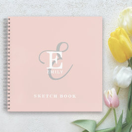 Stijlvolle Moderne Monogram Typografie Blush Pink Notitieboek