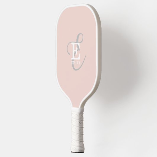 Stijlvolle Moderne Monogram Typografie Blush Pink Pickleball Paddle (Links)