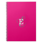 Stijlvolle Moderne Monogram Typografie Hot Pink Notitieboek (Voorkant)