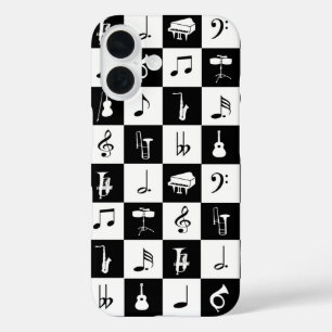 Stijlvolle moderne Muzieknoten en instrumenten iPhone 16 Hoesje