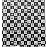 Stijlvolle moderne Muzieknoten en instrumenten Douchegordijn (Voorkant)