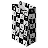 Stijlvolle moderne Muzieknoten en instrumenten Klein Cadeauzakje (Voorkant Gekanteld)