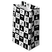 Stijlvolle moderne Muzieknoten en instrumenten Klein Cadeauzakje (Achterkant Gekanteld)