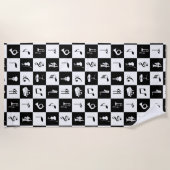 Stijlvolle moderne Muzieknoten en instrumenten Strandlaken (Voorkant)