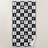 Stijlvolle moderne Muzieknoten en instrumenten Strandlaken (Voorkant)