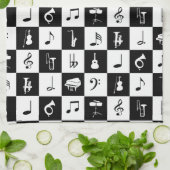 Stijlvolle moderne Muzieknoten en instrumenten Theedoek (Gevouwen)