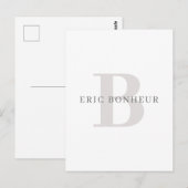 Stijlvolle Moderne Naam & Monogram Briefkaart (Voorkant / Achterkant)