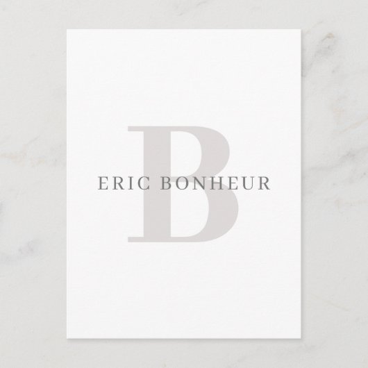 Stijlvolle Moderne Naam & Monogram Briefkaart (Voorkant)