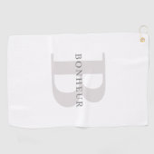 Stijlvolle Moderne Naam & Monogram Golfhanddoek (Horizontaal)
