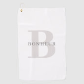 Stijlvolle Moderne Naam & Monogram Golfhanddoek (Voorkant)