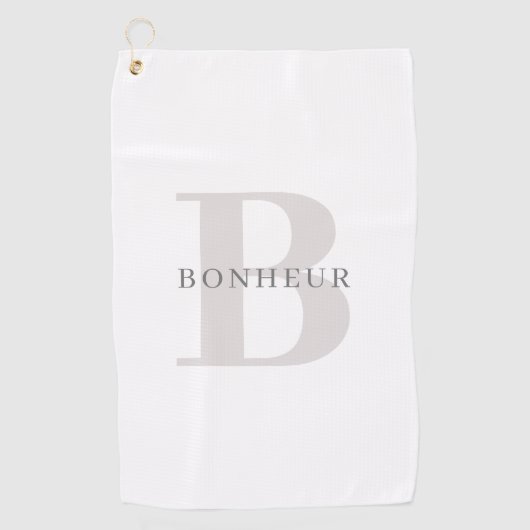 Stijlvolle Moderne Naam & Monogram Golfhanddoek (Voorkant)