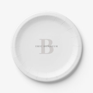 Stijlvolle Moderne Naam & Monogram Papieren Bordje