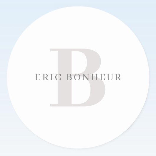 Stijlvolle Moderne Naam & Monogram Ronde Sticker