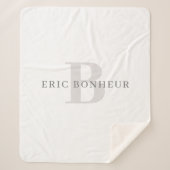 Stijlvolle Moderne Naam & Monogram Sherpa Deken (Voorkant)