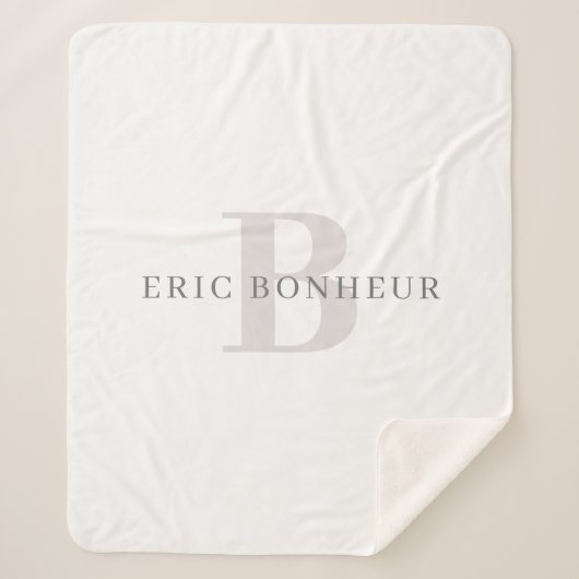 Stijlvolle Moderne Naam & Monogram Sherpa Deken (Voorkant)