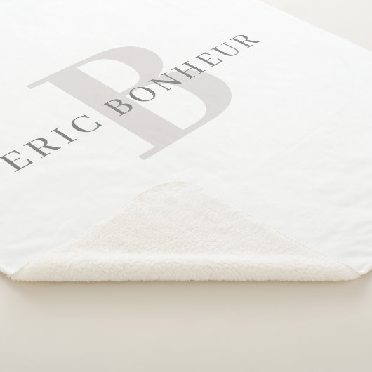 Stijlvolle Moderne Naam & Monogram Sherpa Deken (3/4)