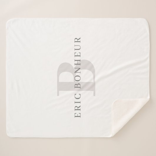 Stijlvolle Moderne Naam & Monogram Sherpa Deken (Voorkant (horizontaal))