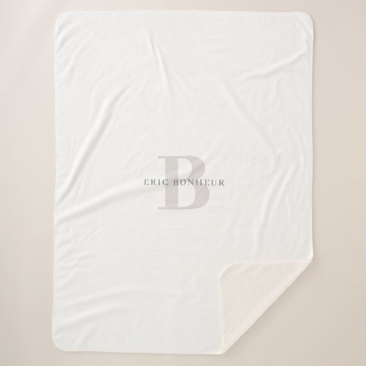Stijlvolle Moderne Naam & Monogram Sherpa Deken (Voorkant)