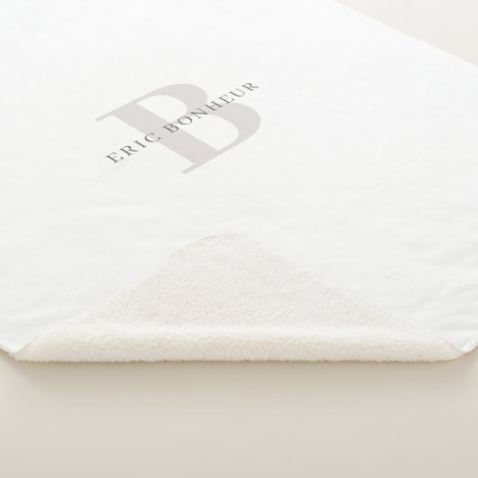 Stijlvolle Moderne Naam & Monogram Sherpa Deken (3/4)