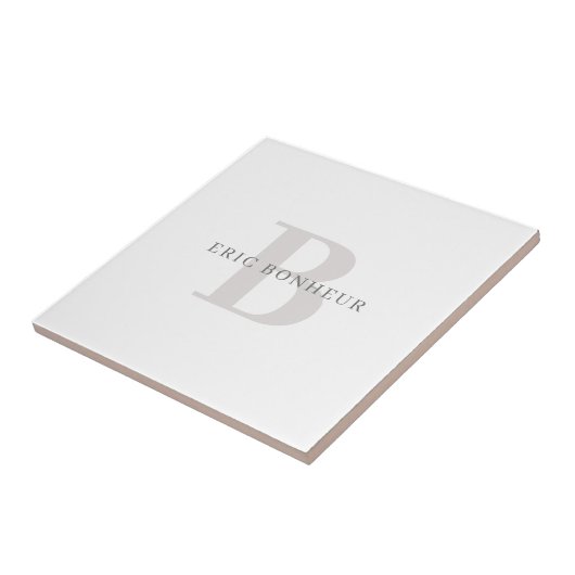 Stijlvolle Moderne Naam & Monogram Tegeltje (Zijkant)