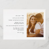 Stijlvolle moderne namen Foto Gold sparen onze dat Folie Uitnodiging (Achterkant)