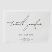 Stijlvolle moderne namen Foto Sla de datum overlay Vellum Uitnodigingen (Voorkant)