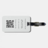 Stijlvolle moderne ondernemer monogram foto QR-cod Bagagelabel (Achterkant horizontaal)