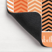 Stijlvolle moderne Oranje Chevron Stripes en naam Muismat (Hoek)