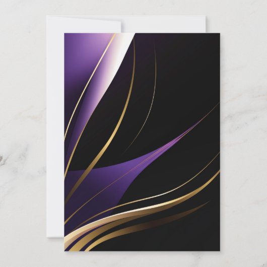 Stijlvolle Moderne Paarse en Gouden Abstracte Call Kaart (Achterkant)