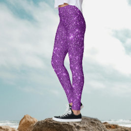 Stijlvolle moderne Paarse monochrome Sparkle Glitt Leggings
