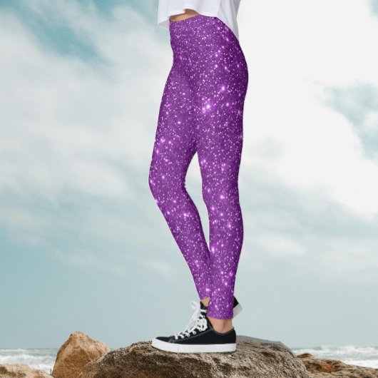 Stijlvolle moderne Paarse monochrome Sparkle Glitt Leggings