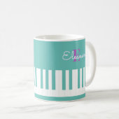 Stijlvolle moderne pianotoetsen Aqua Monogrammed Koffiemok (Voorkant rechts)